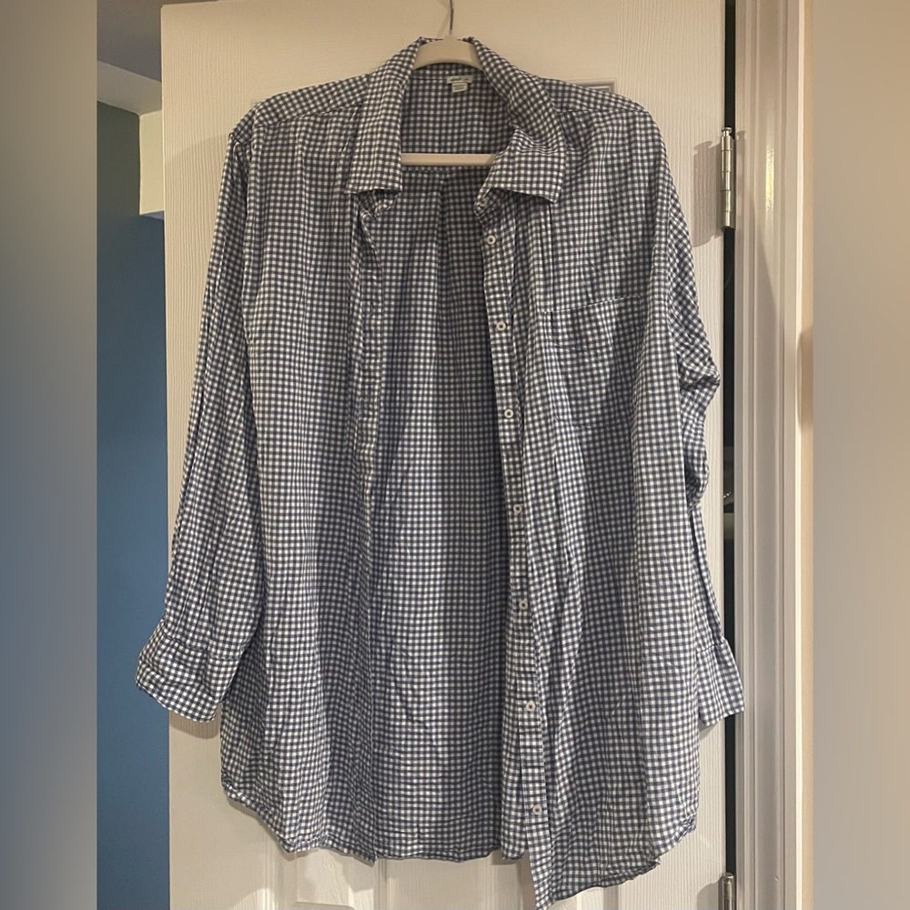 Aerie Blue White  Checkered Gingham Button Down Shirt American Eagle Work Top